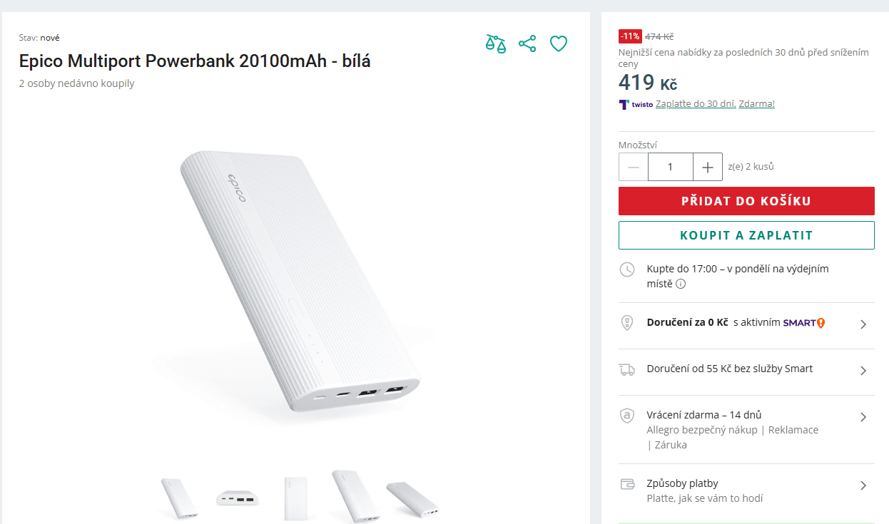 Powerbanka Epico Multiport 20100 mAh