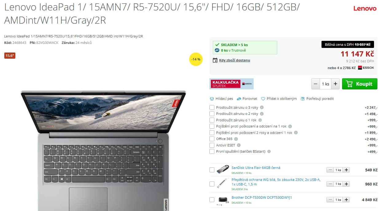 Lenovo i5 4,3GHz, 16/512 GB, 15,6"