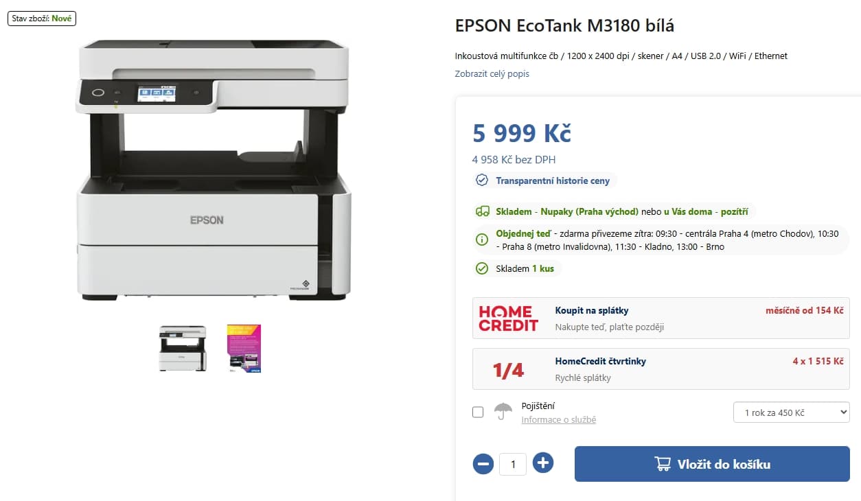 Multifunkce, tank, ČB Epson, Wifi, duplex