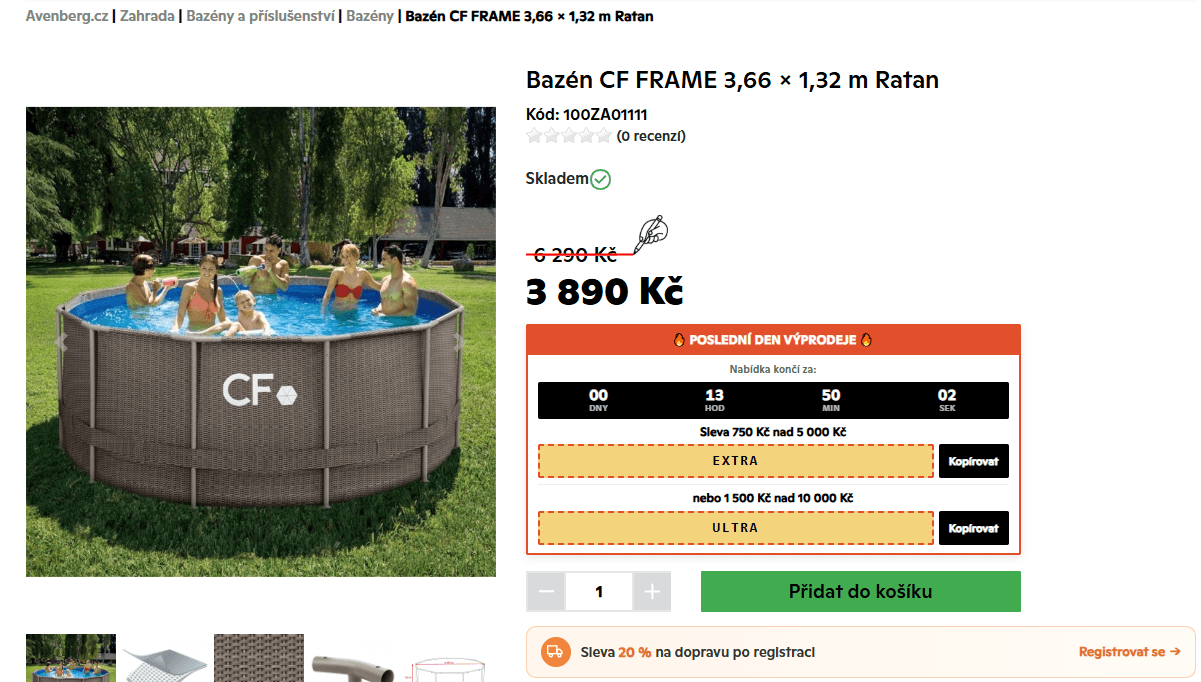 Bazén CF FRAME ratan 3,66 x 1,32 m, bez příslušenství