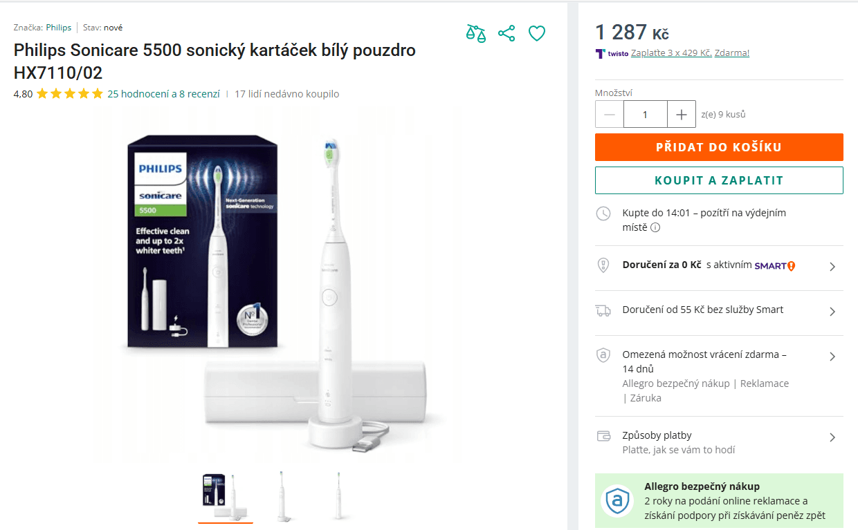 El. zubní kartáček Philips, sonic, 62000