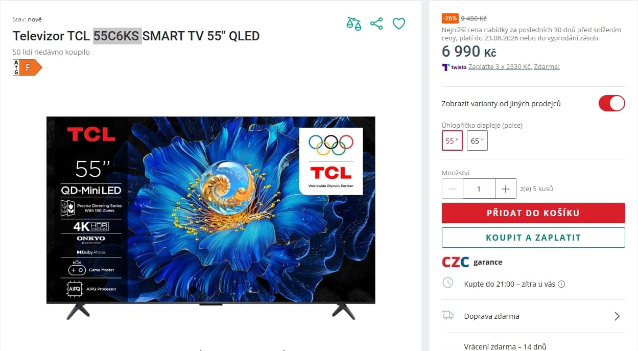 4K Google TV, Atmos, 139 cm - TCL
