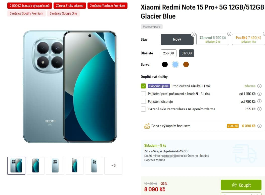 Xiaomi Note 15 Pro+ 8x 2,7 GHz, 12/512GB, 6,83"