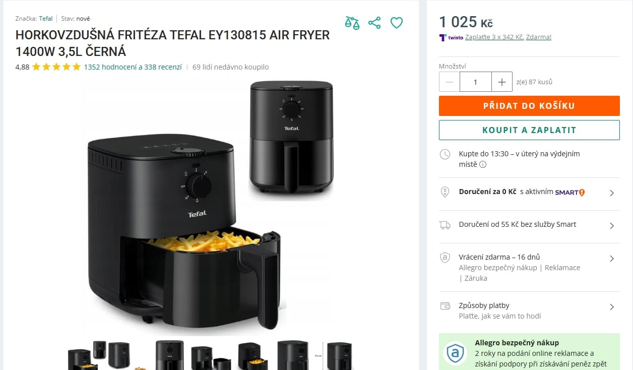 Horkovzdušná fritéza Tefal 3,5 l