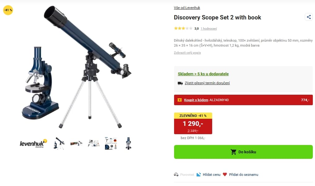 Sada Levenhuk Discovery Scope 2 - dalekohled, mikroskop, kniha