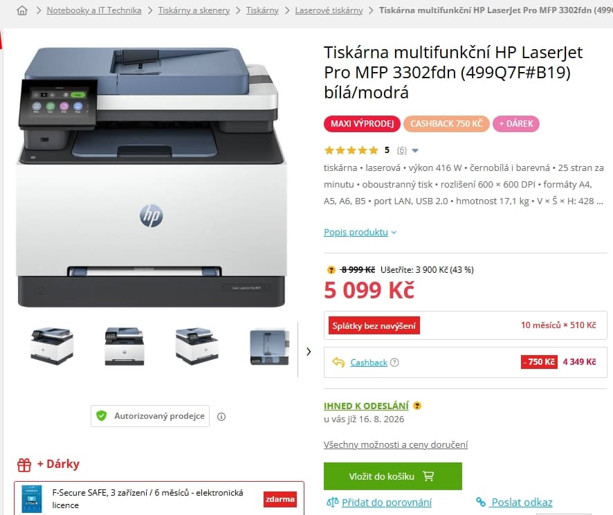 Multifunkce laser, barva, HP LaserJet Pro