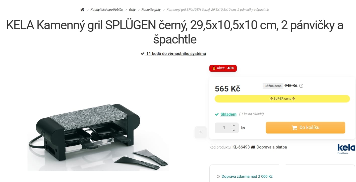 Kamenný raclette gril KELA 30x11 cm, žula