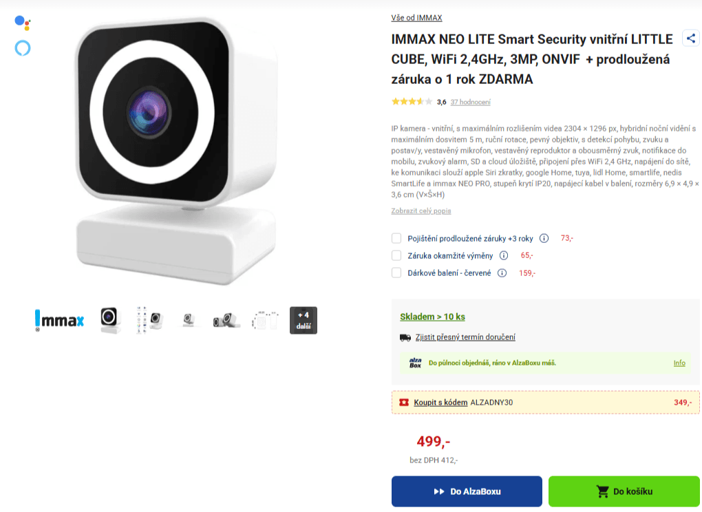 Vnitřní IP kamera Immax NEO LITE 07796L