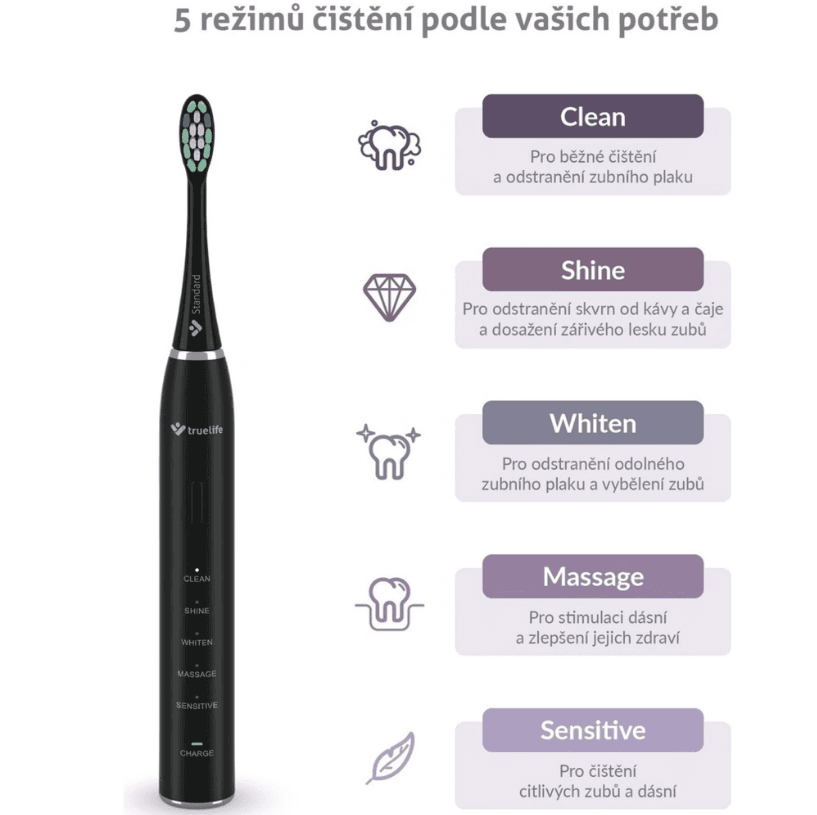 Sonický kartáček Truelife, 5 režimů, 70000 poh