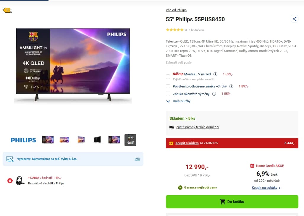 4K TV Ambilight, Atmos, 139 cm, Philips