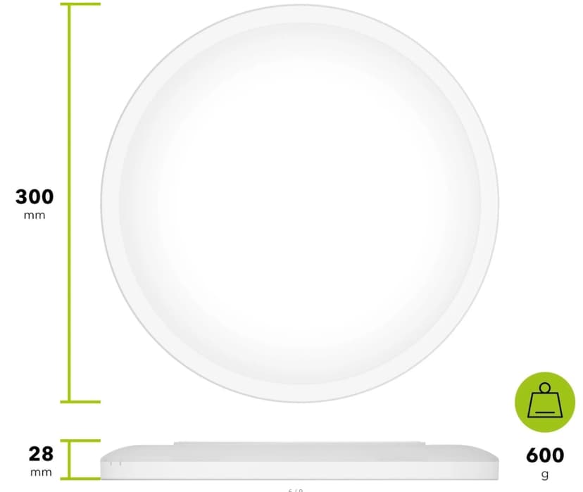 Stropní světlo AlzaPower, 18 W, 1620 lm, různé barvy, 30 cm
