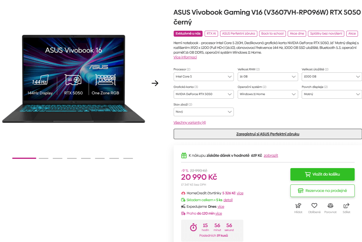 Asus 5 4,8 GHz, 16/1000 GB, 8 GB Nvidia