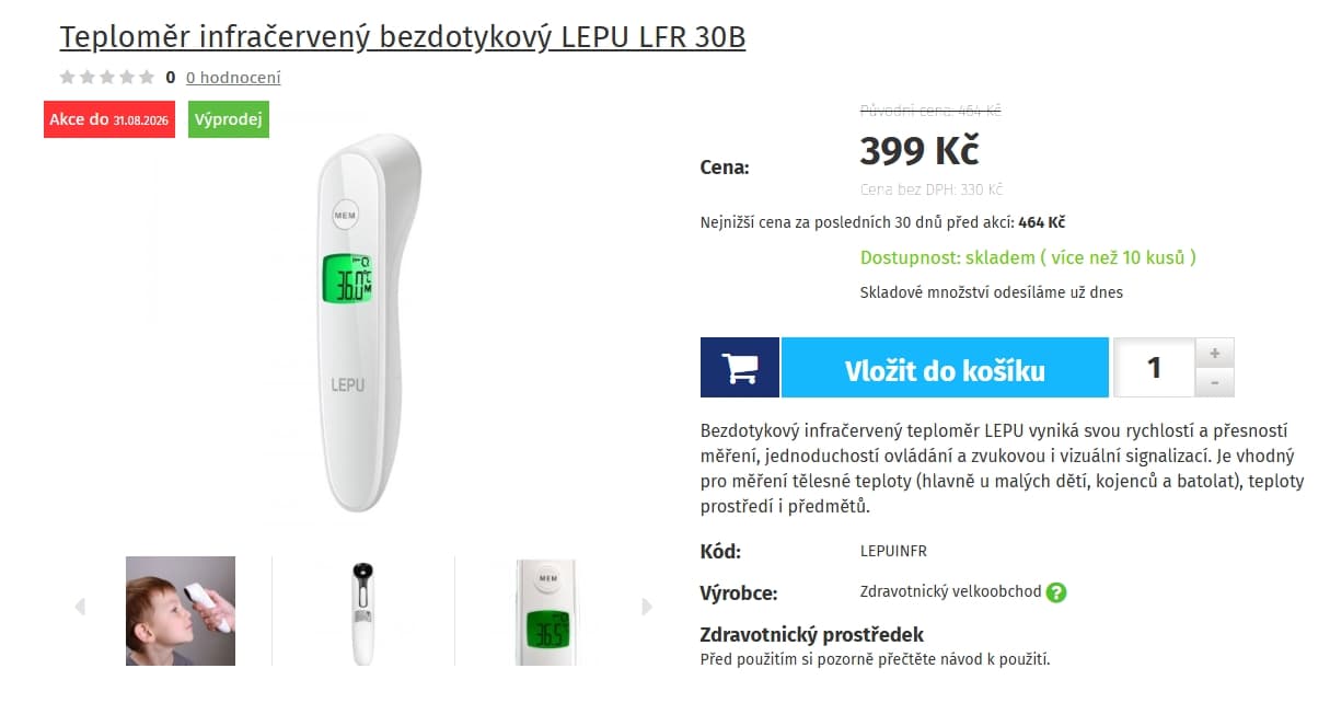 Bezkontaktní teploměr Lepu