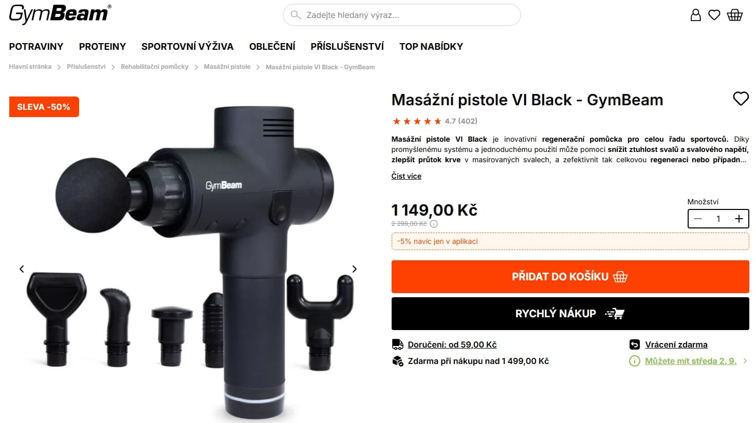Masážní pistole VI GymBeam 