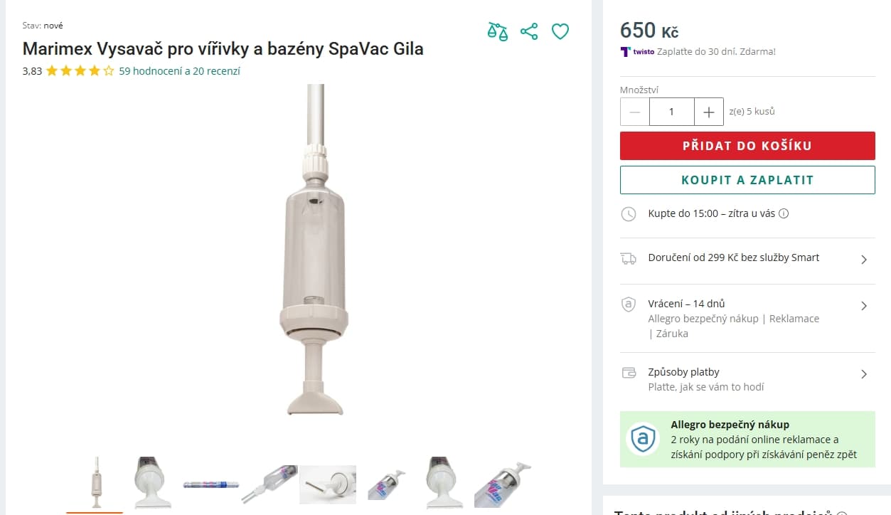 Vysavač pro vířivky a bazény Marimex SpaVac Gila