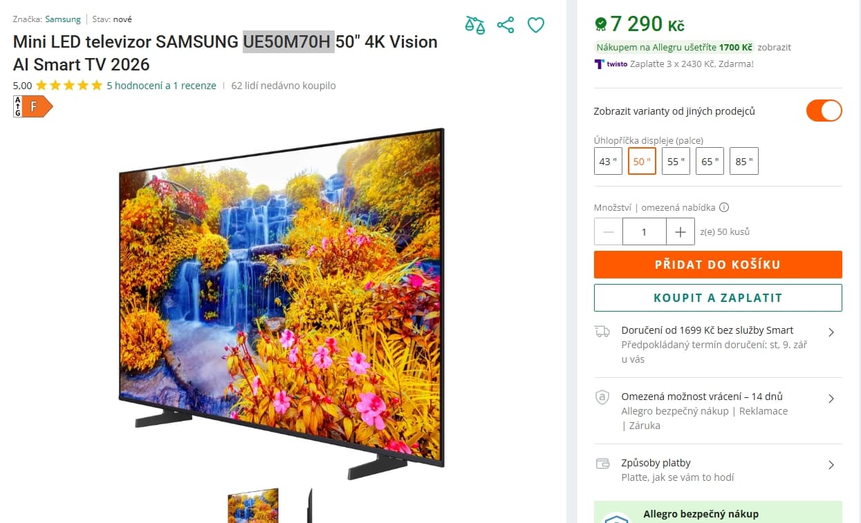 4K Mini LED Smart TV, 127 cm, Samsung