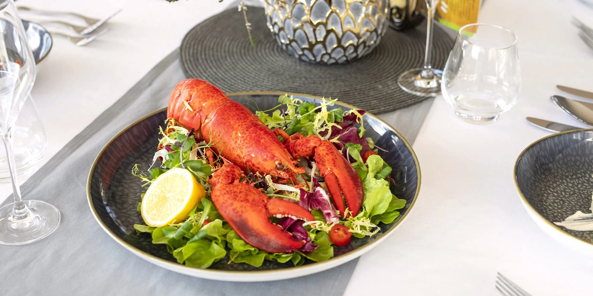 Degustační menu s humřími specialitami: prosecco, předkrm, humr na různé způsoby a dezert