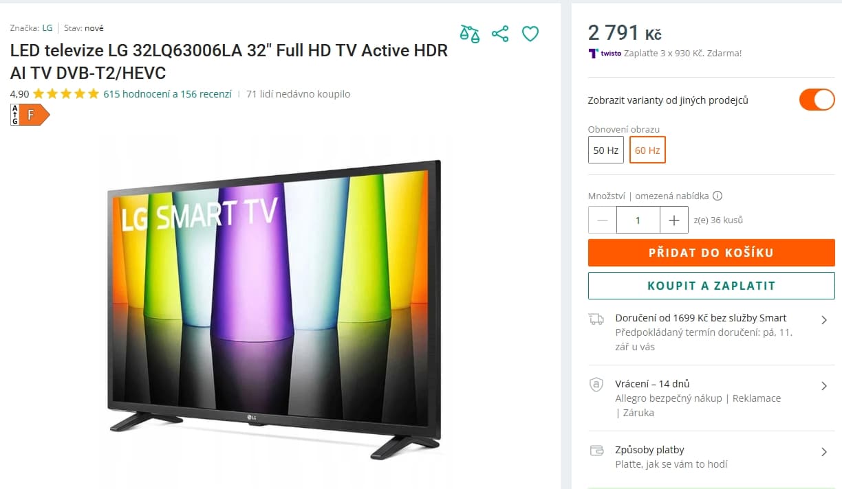 Full HD Smart TV, 81 cm, LG