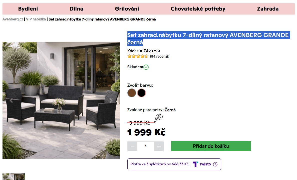 7 dílný set ratanového nábytky Grande