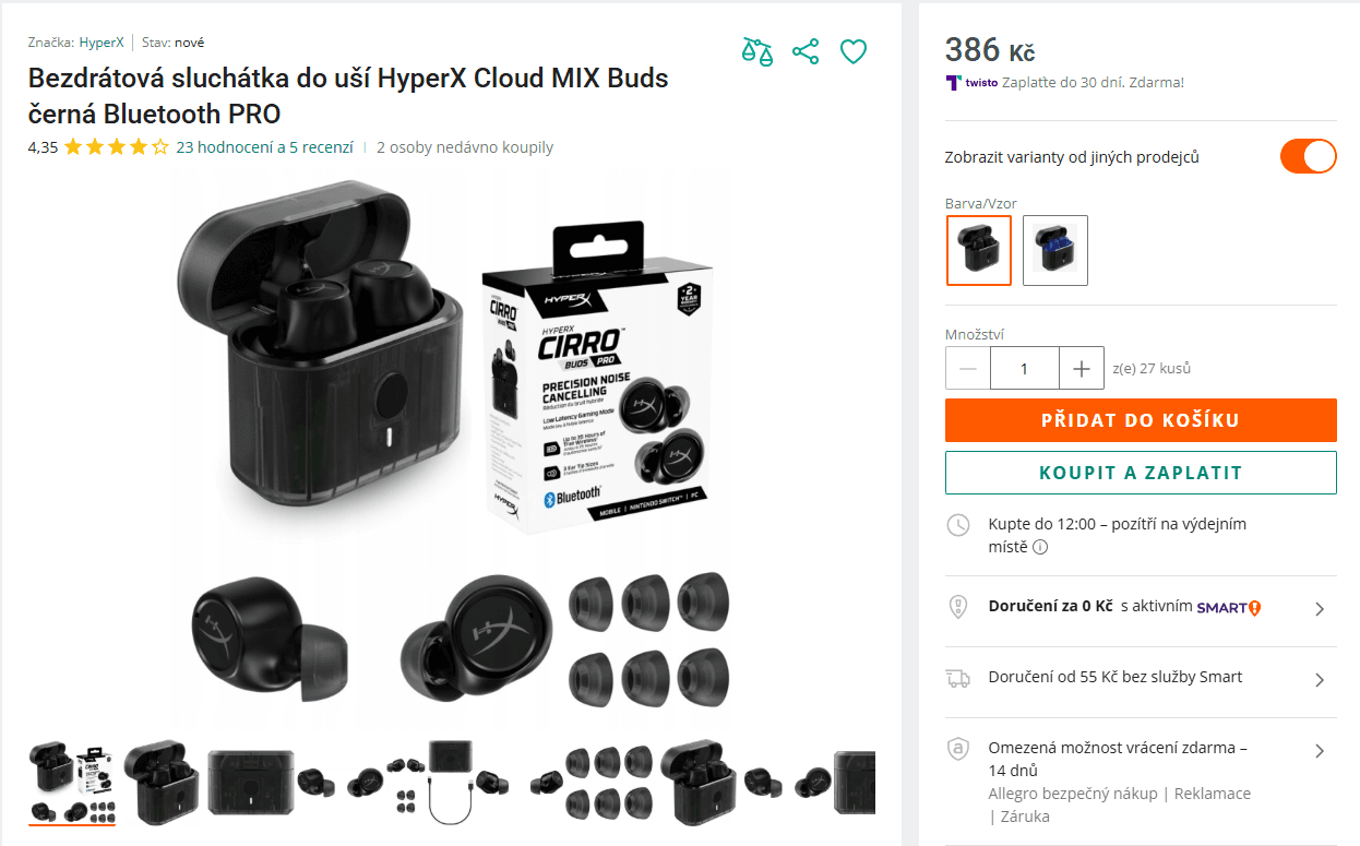 Herní BT sluchátka HyperX Cirro, 35 hod.