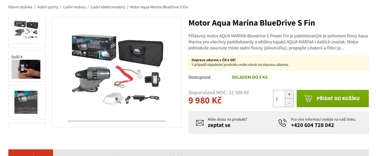 Přídavný elektro motor AQUA MARINA na paddleboardy a kajaky