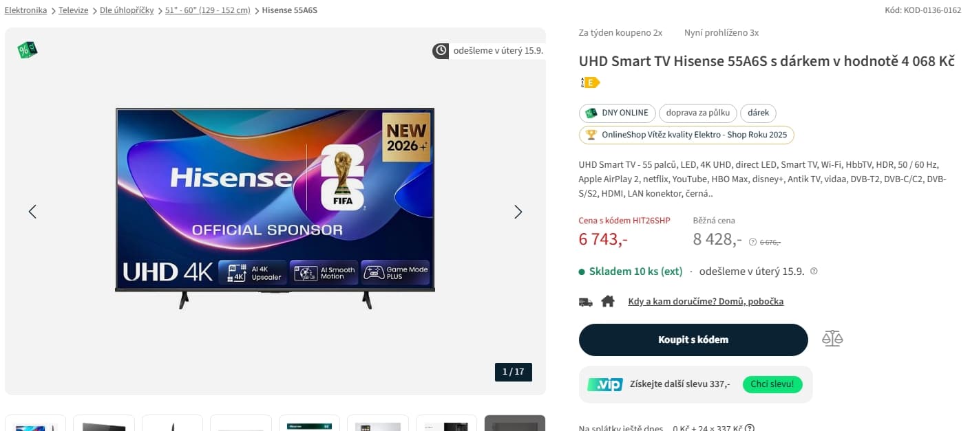 4K Smart TV, 139 cm, Hisense