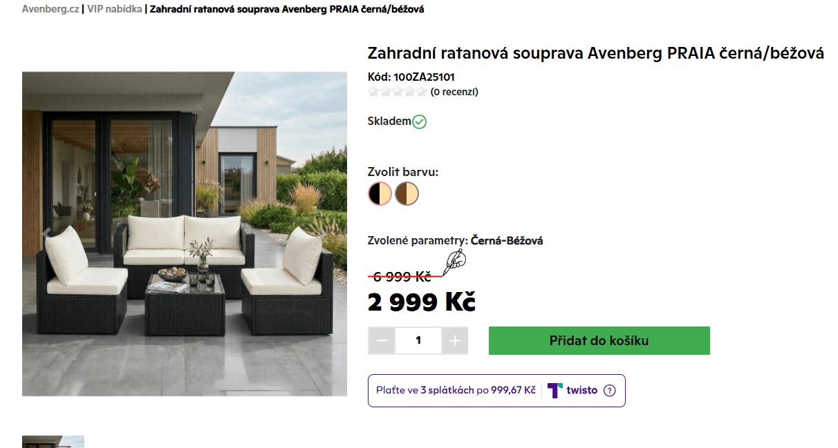 Set zahradního ratanového nábytku Avenberg PRAIA