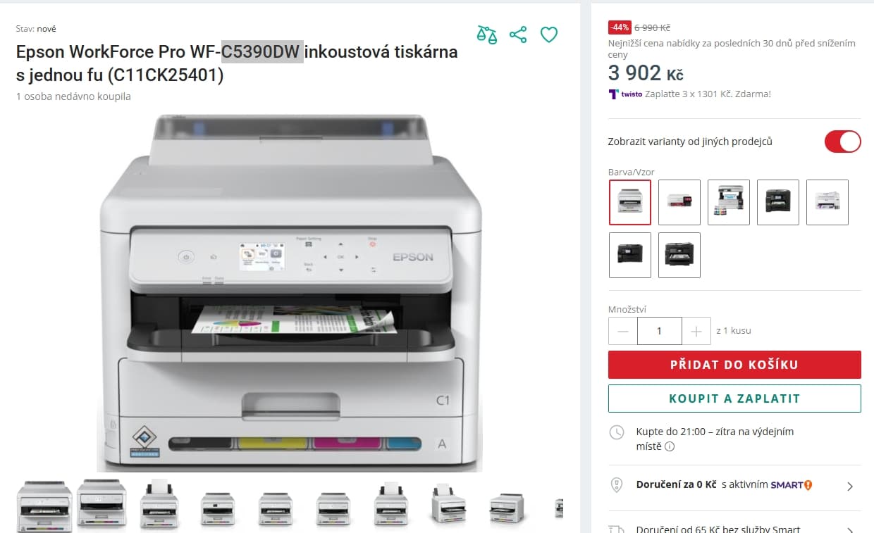 Inkoustová barevná tiskárna Epson, Wifi, duplex