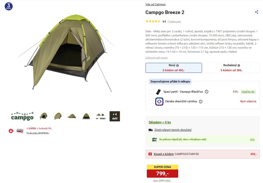 Stan Campgo Breeze, pro 2 osoby