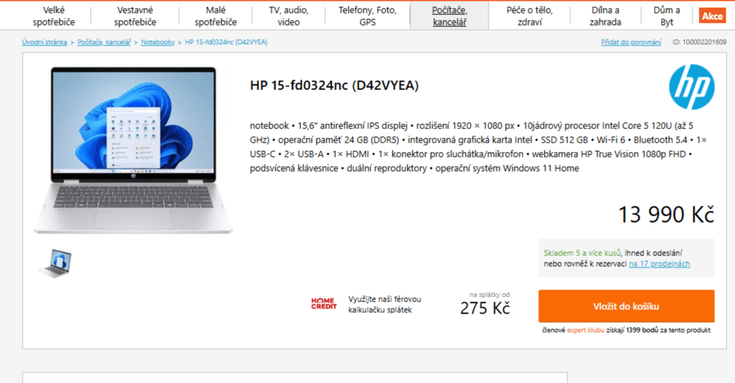 HP 5 GHz, 24/512 GB, 1,59 kg, 15,6"