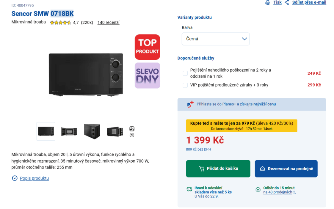 Mikrovlnná trouba Sencor
