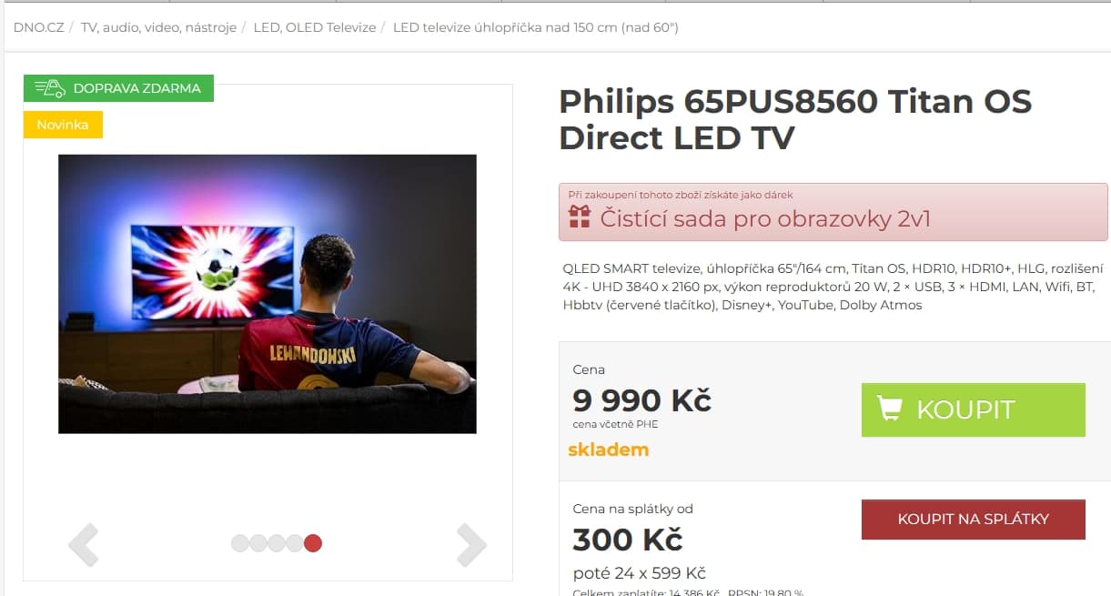 QLED 4K TV Ambilight, Atmos, 164 cm, Philips