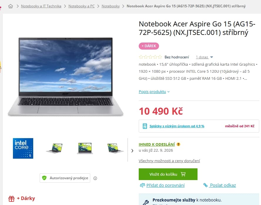 Acer 5 GHz, 16/512 GB, 15,6"