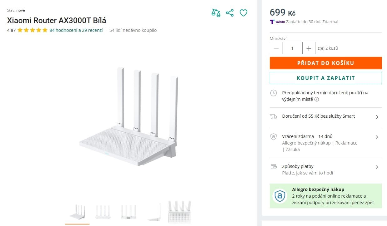 WIFI 6 router Xiaomi AX3000T, 5G, NFC, dual band