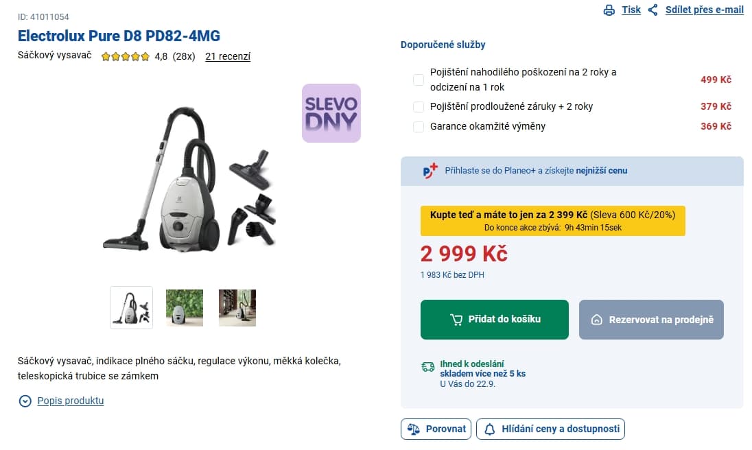 Sáčkový vysavač Electrolux Pure