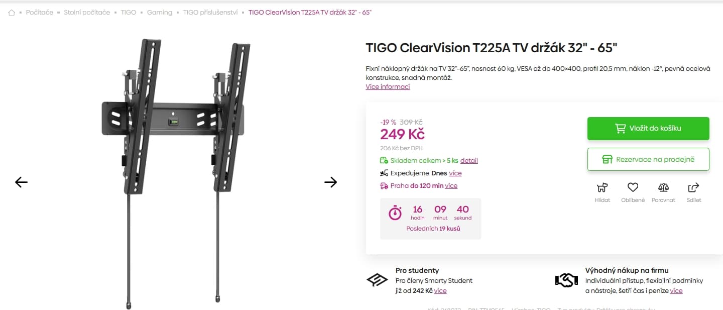 Držák na TV Tigo 32-65", sklon