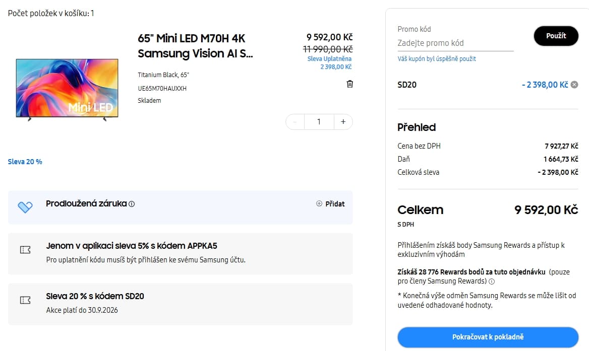 4K Smart TV, PiP, 165 cm Samsung