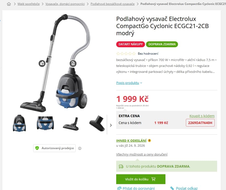 Bezsáčkový cyklonový vysavač Electrolux