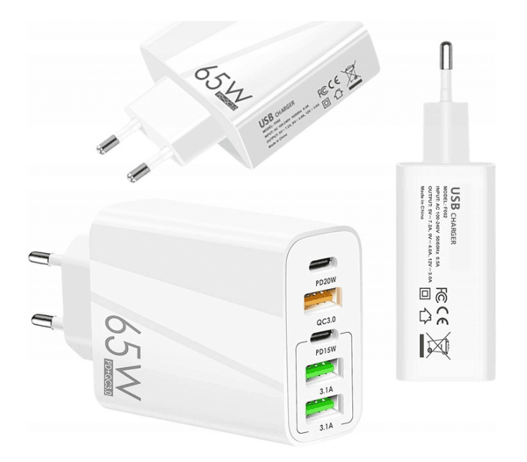 5 portová síťová nabíječka Baseus, 65 W
