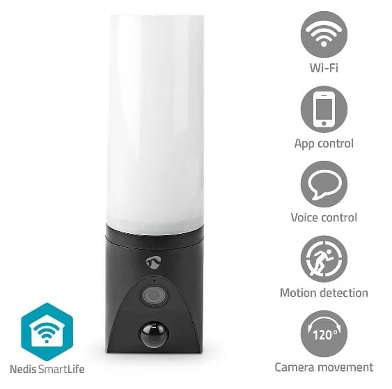 Venkovní Wifi kamera s integrovaným LED světlem Nedis, FHD
