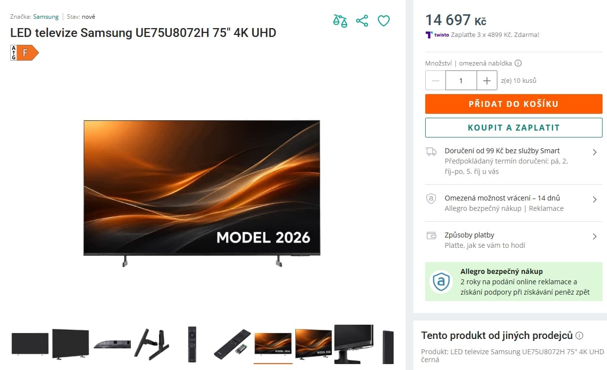 4K Smart TV 189 cm Samsung