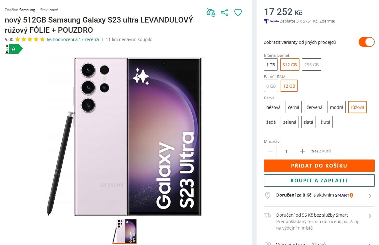 Samsung S23 Ultra 8x 3,36GHz, 12/512 GB, 6,8"