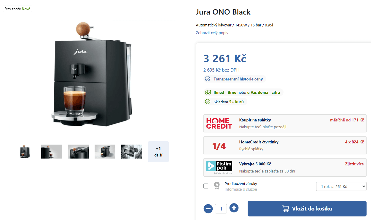Espresso Jura Ono, mletá káva