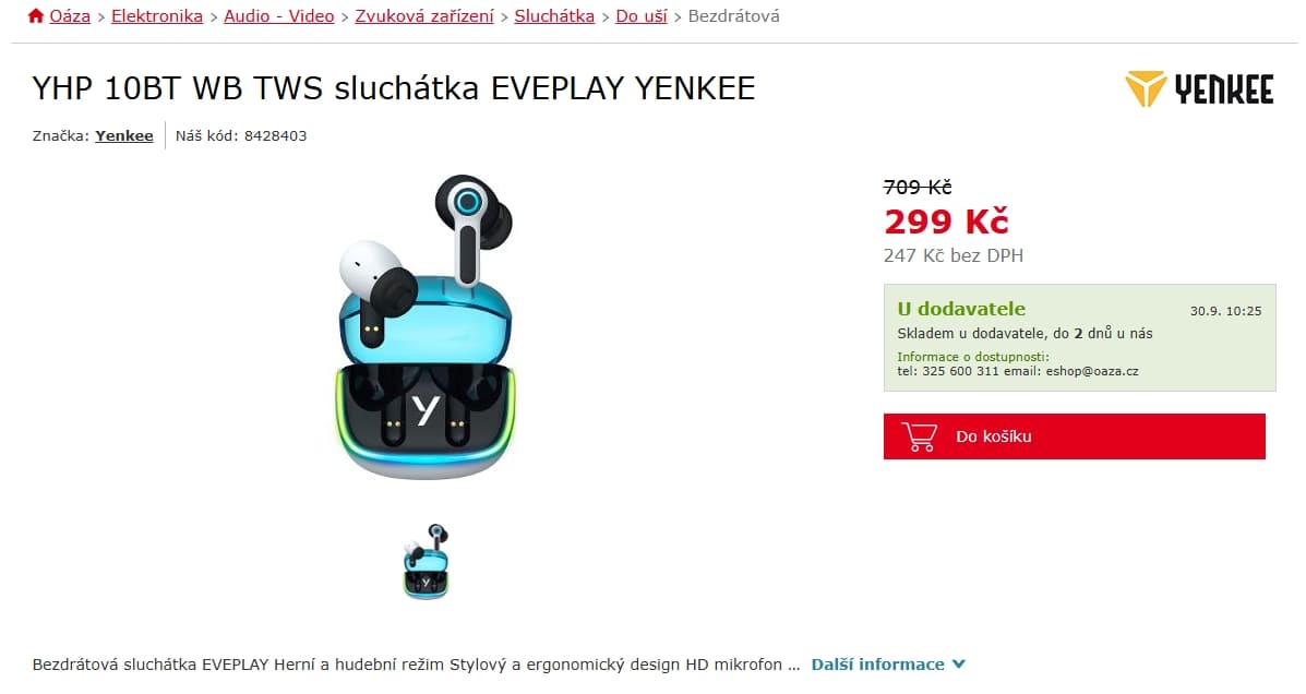 BT sluchátka Yenkee