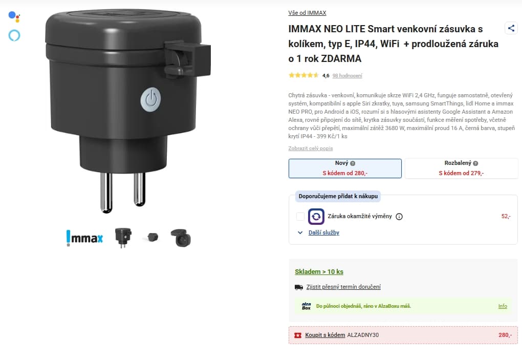 Chytrá venkovní zásuvka Immax