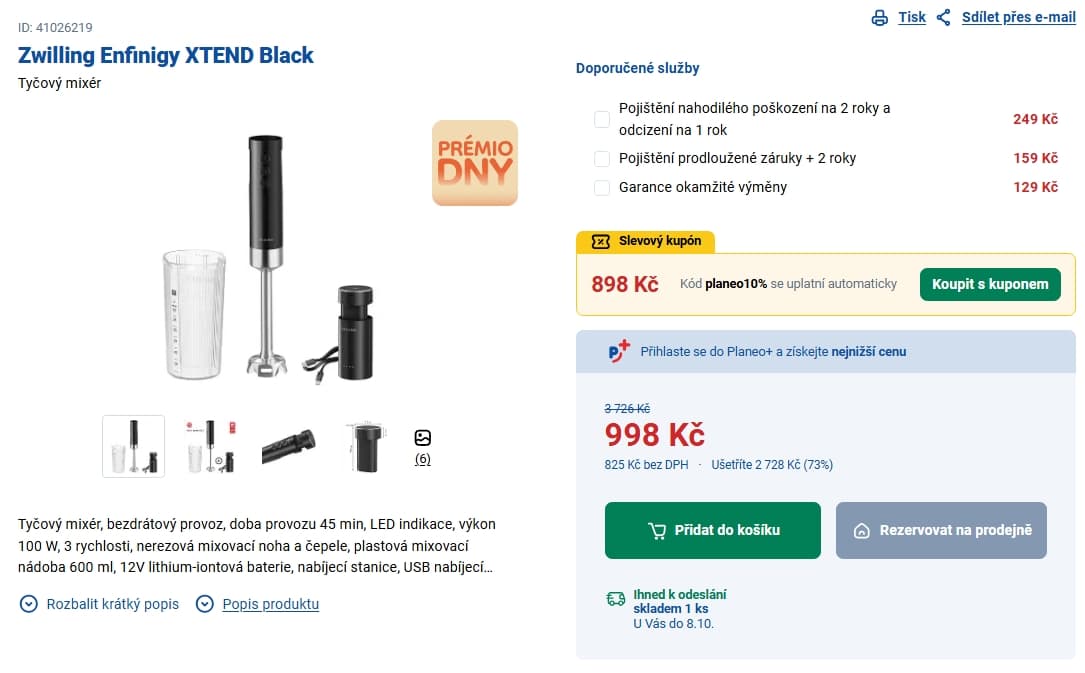 AKU tyčový mixér Zwilling ENFINIGY XTEND