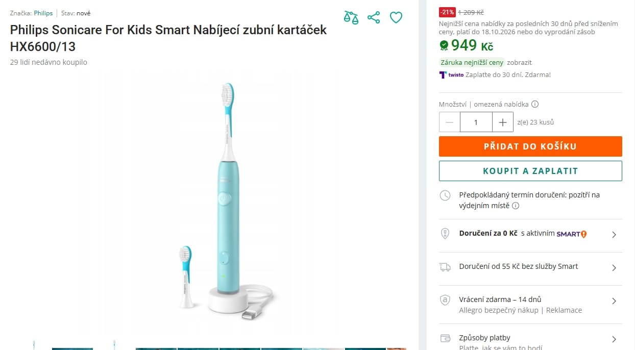 Dětský sonický kartáček Philips Sonicare For Kids