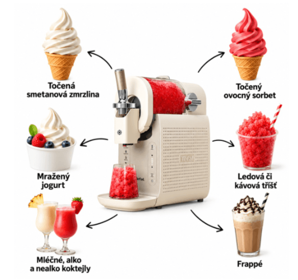 Zmrzlinovač a výrobník mražených nápojů Tefal Freez, 1,2 l.