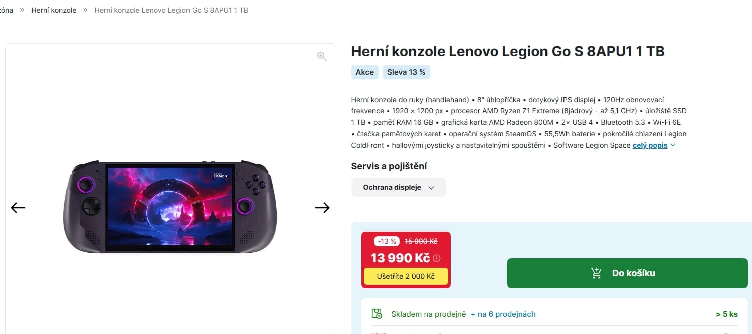 Herní konzole Lenovo 5,1 GHz, 8", 16/1000GB