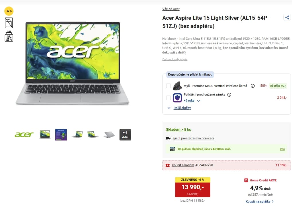 Acer 4,2 GHz, 16/512 GB, 15,6"